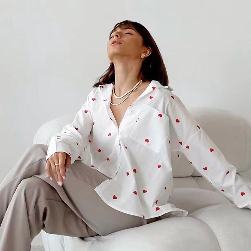 Western Style New Fashion Love Heart Print Lapel Single Breasted Shirts Love Printed Lapel Shirt Print Heart S
Western Style New Fashion Love Heart Print Lapel Single Breasted Shirts Love Printed Lapel Shirt Print Heart S