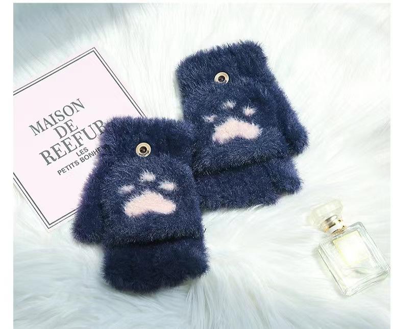Fingerless Gloves Cat Paw Design Reversible Thermal Mittens Flap Cover Cycling Gloves Elasticity Windproof Winter Women Gloves темно-синього кольору
Fingerless Gloves Cat Paw Design Reversible Thermal Mittens Flap Cover Cycling Gloves Elasticity Windproof Winter Women Gloves темно-синього кольору