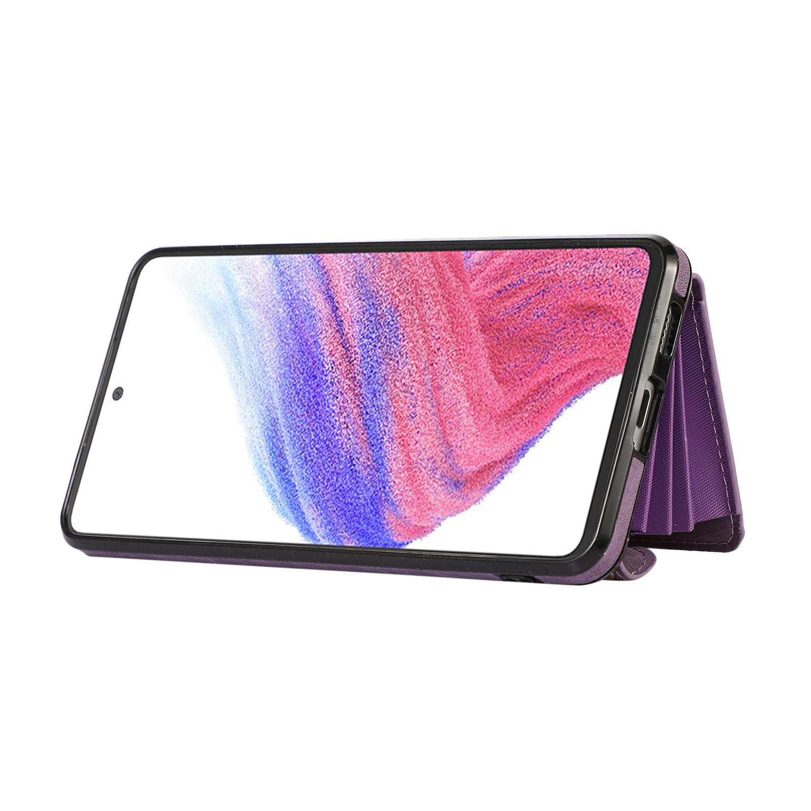 For Samsung Galaxy A53 5G Cell Phone Case RFID Blocking Card Bag Kickstand PU Leather+TPU Cover Purple
For Samsung Galaxy A53 5G Cell Phone Case RFID Blocking Card Bag Kickstand PU Leather+TPU Cover Purple