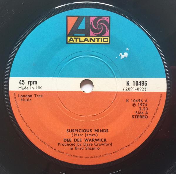 7inch Record DEE DEE WARWICK - Suspicious Minds K10496 Atlantic 1974 UK Soul/Funk Used
7inch Record DEE DEE WARWICK - Suspicious Minds K10496 Atlantic 1974 UK Soul/Funk Used