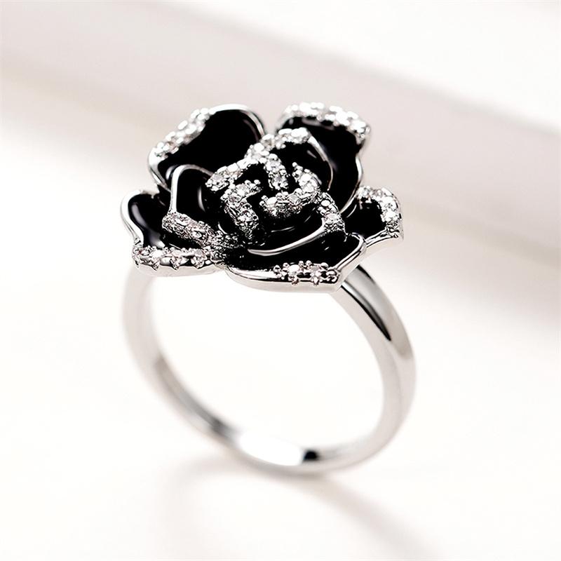 Huitan Romantic Camellia Ring for Women Black Enamel Aesthetic Flower Rings Bridal Wedding Party Accessories Luxury Zircon New 10
Huitan Romantic Camellia Ring for Women Black Enamel Aesthetic Flower Rings Bridal Wedding Party Accessories Luxury Zircon New 10