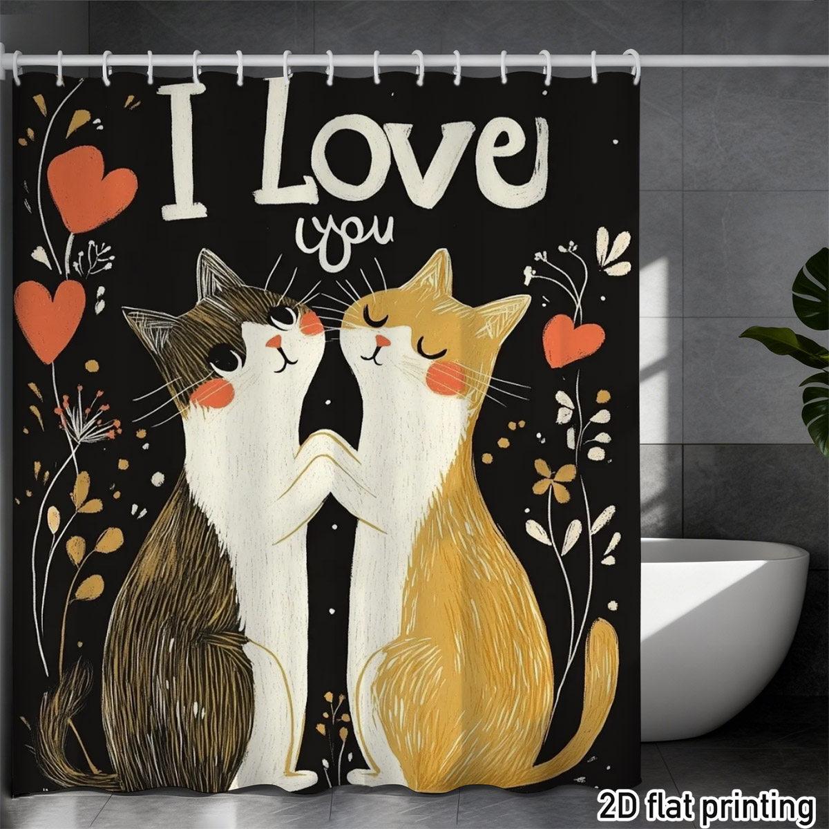 1Pc Love Cats Shower Curtain – Kissing Kittens & Hearts, 2D Flat Print, Mildew-Resistant Polyester, 72 X72 , W/12 Hooks W60H190(CM)-1 Pcs
1Pc Love Cats Shower Curtain – Kissing Kittens & Hearts, 2D Flat Print, Mildew-Resistant Polyester, 72 X72 , W/12 Hooks W60H190(CM)-1 Pcs