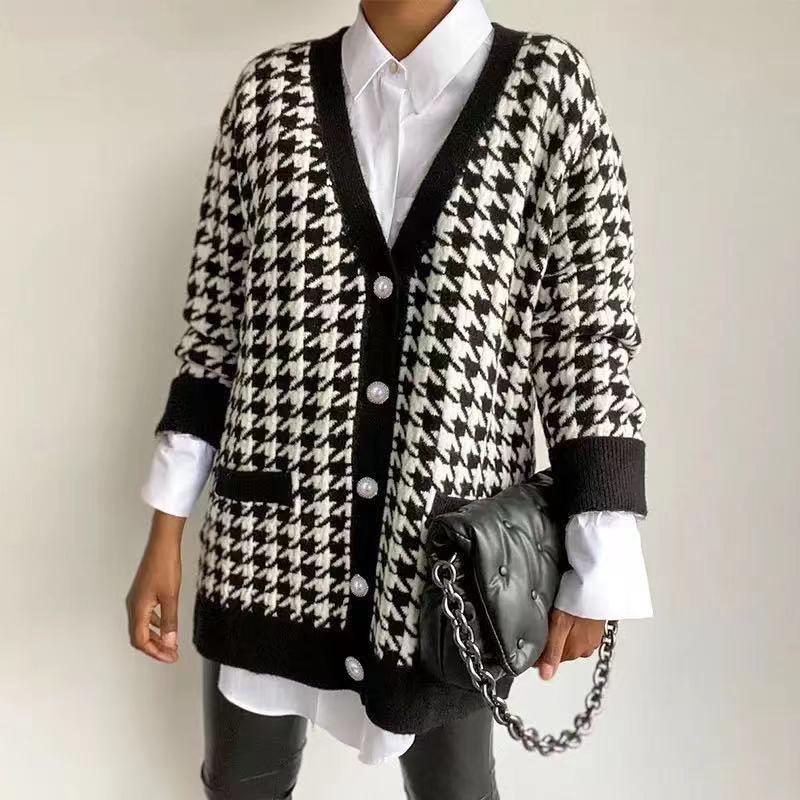 Women s Houndstooth Knit Cardigan: Autumn/Winter 2025, Loose V-Neck, Long Sleeve, Mid-Length Sweater Coat One Size чёрный
Women s Houndstooth Knit Cardigan: Autumn/Winter 2025, Loose V-Neck, Long Sleeve, Mid-Length Sweater Coat One Size чёрный