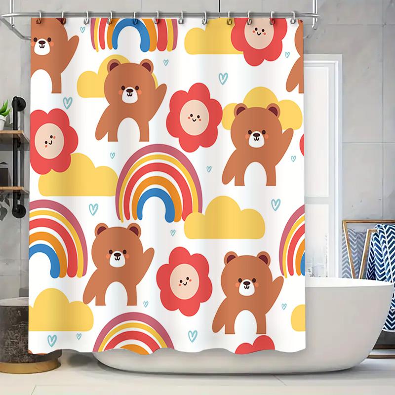 Adorable Cartoon Bears Flowers Shower Curtain For Kids Bathroom Decor White Background With Clouds And Rainbows Pattern – 72 X 8 W60H190(CM)-1 Pcs
Adorable Cartoon Bears Flowers Shower Curtain For Kids Bathroom Decor White Background With Clouds And Rainbows Pattern – 72 X 8 W60H190(CM)-1 Pcs