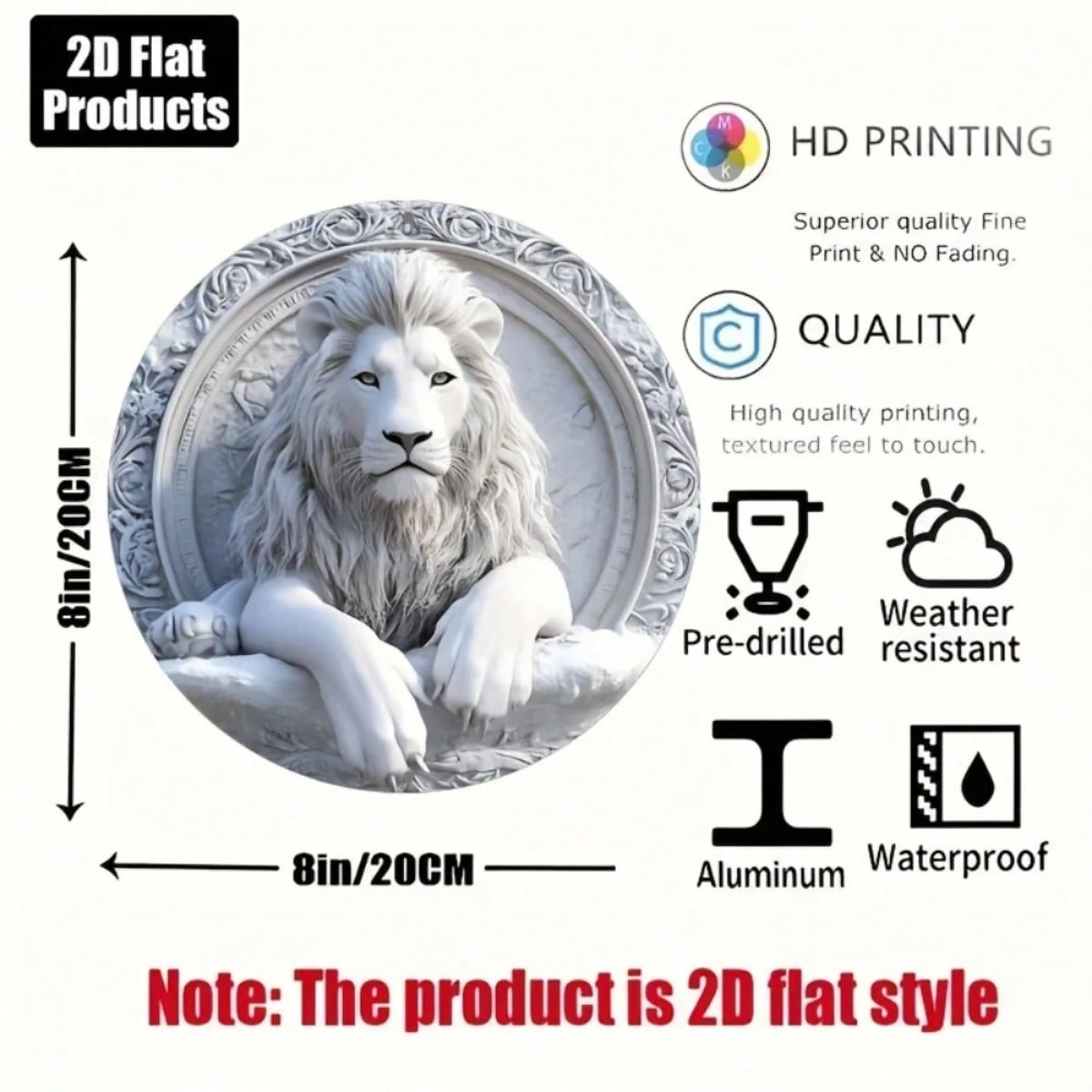 2D Flat Lion Vintage Round Aluminum Wall Art, Metal Decor for Home Office Bar Party Gift 20x20 різнокольоровий
2D Flat Lion Vintage Round Aluminum Wall Art, Metal Decor for Home Office Bar Party Gift 20x20 різнокольоровий