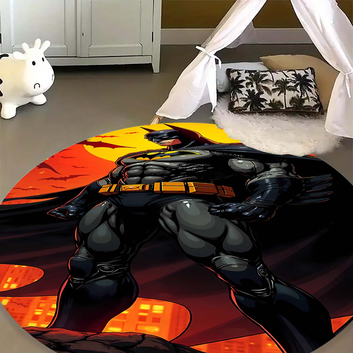 DC Hero Themed Round Rug, Batman Cartoon Print Thick Round Floor Mat Suitable for Bedrooms, Living Rooms, and Children s Rooms 80x80cm
DC Hero Themed Round Rug, Batman Cartoon Print Thick Round Floor Mat Suitable for Bedrooms, Living Rooms, and Children s Rooms 80x80cm