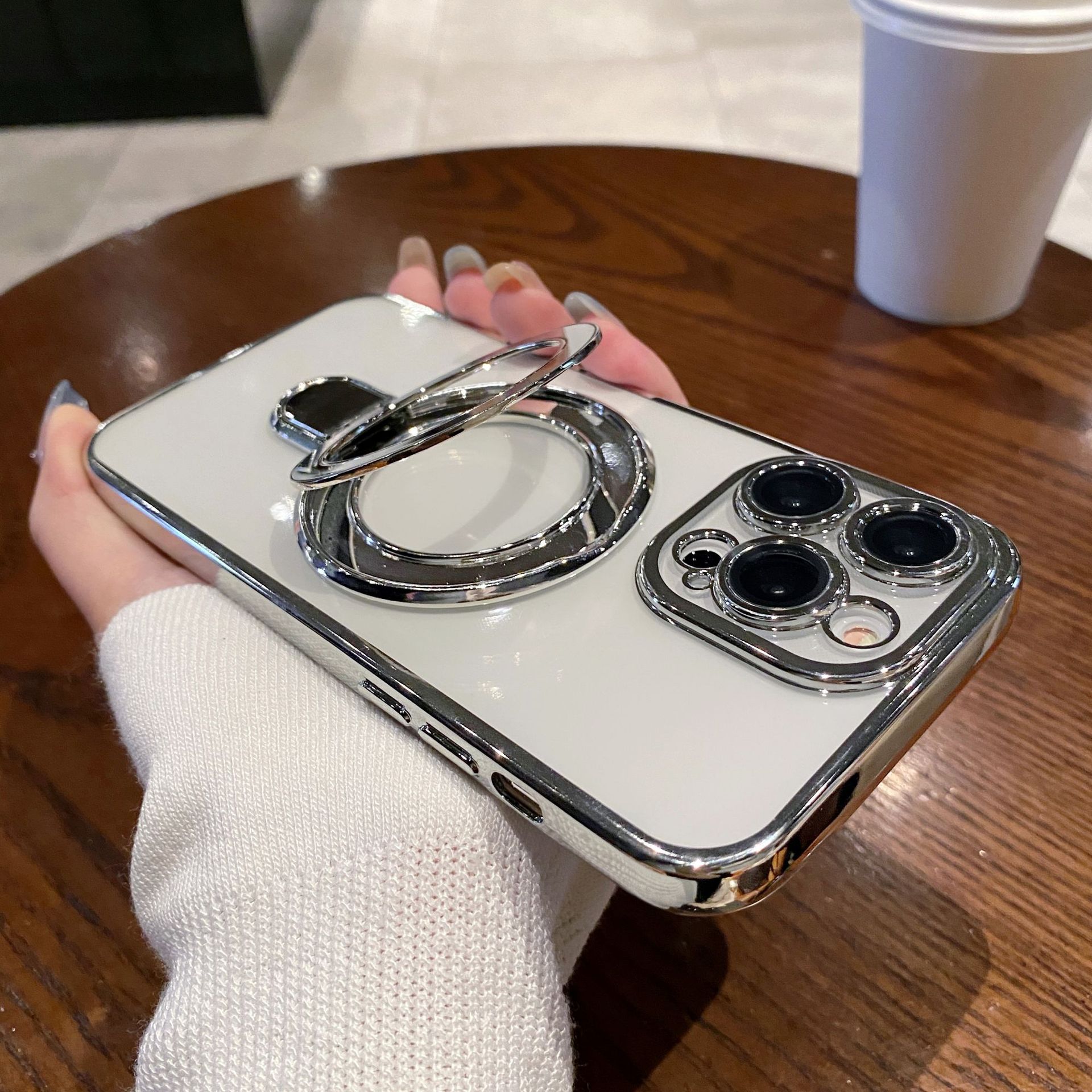 Magnetic Ring Stand Phone Case for iPhone 17 Air 16 Plus 15 14 13 12 11 Pro Max, Transparent Electroplated TPU Cover, Shockproof Protective Shell iPhone11proMax срібний
Magnetic Ring Stand Phone Case for iPhone 17 Air 16 Plus 15 14 13 12 11 Pro Max, Transparent Electroplated TPU Cover, Shockproof Protective Shell iPhone11proMax срібний
