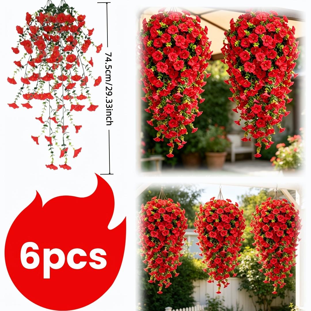 6Pcs Artificial Hanging Flowers, Spring and Summer Decoration, Red Artificial Morning Glory Vine. Suitable for Indoor and Outdoor Use, Flower Pots 6pcs
6Pcs Artificial Hanging Flowers, Spring and Summer Decoration, Red Artificial Morning Glory Vine. Suitable for Indoor and Outdoor Use, Flower Pots 6pcs