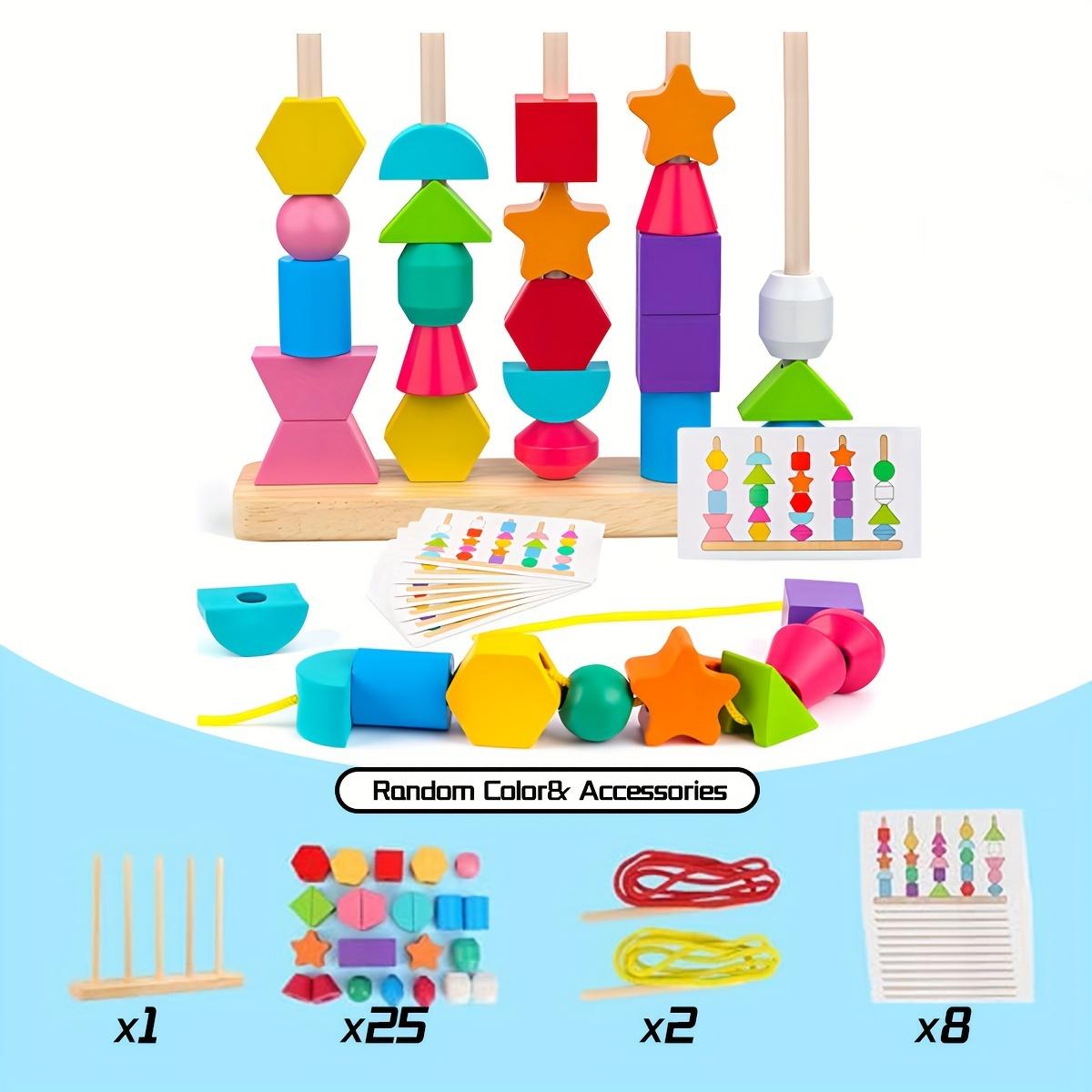 Wooden Beads Sequencing Toy Set, Stacking Blocks & Lacing Beads & Matching Shape Stacker, Preschool Learning Toys for Kids
Wooden Beads Sequencing Toy Set, Stacking Blocks & Lacing Beads & Matching Shape Stacker, Preschool Learning Toys for Kids