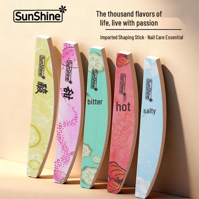Sunshine Wear-Resistant Two-Sided Crescent Nail File: Soft & Hard Surfaces for Shaping & Polishing Nails.
Sunshine Wear-Resistant Two-Sided Crescent Nail File: Soft & Hard Surfaces for Shaping & Polishing Nails.