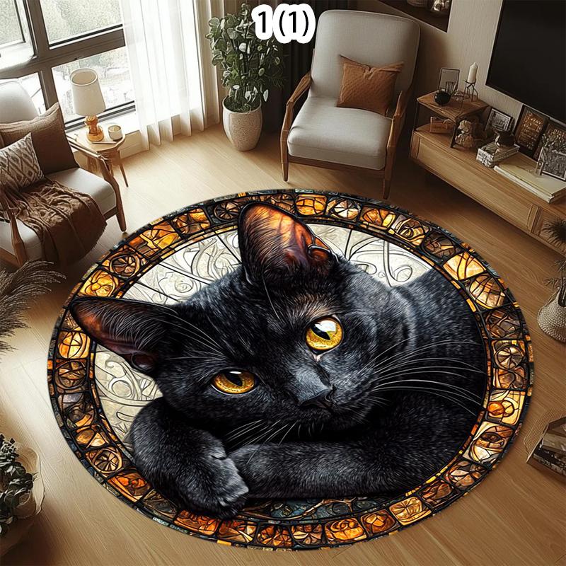 Round Cute Black Cat Pattern Carpet with Colorful Gradient Edge for Living Room Bedroom Modern Soft Area Rug Home Decoration 80X80CM
Round Cute Black Cat Pattern Carpet with Colorful Gradient Edge for Living Room Bedroom Modern Soft Area Rug Home Decoration 80X80CM