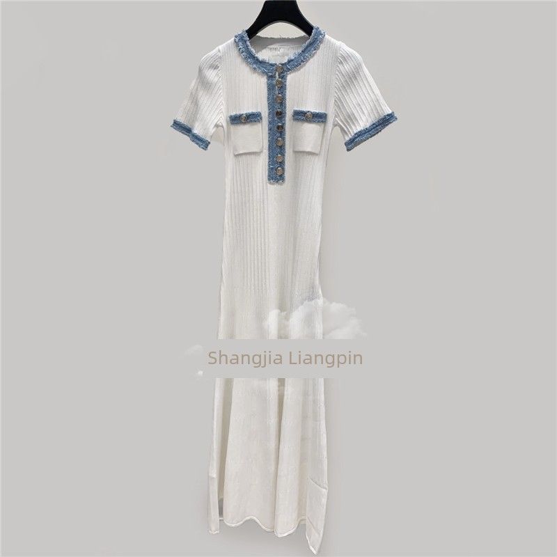 2024 Early Spring Amazing Daisy French Simplicity Tight Waist Silm Temperament Crew Neck Short Sleeve Knitting Long Dress Women White S
2024 Early Spring Amazing Daisy French Simplicity Tight Waist Silm Temperament Crew Neck Short Sleeve Knitting Long Dress Women White S
