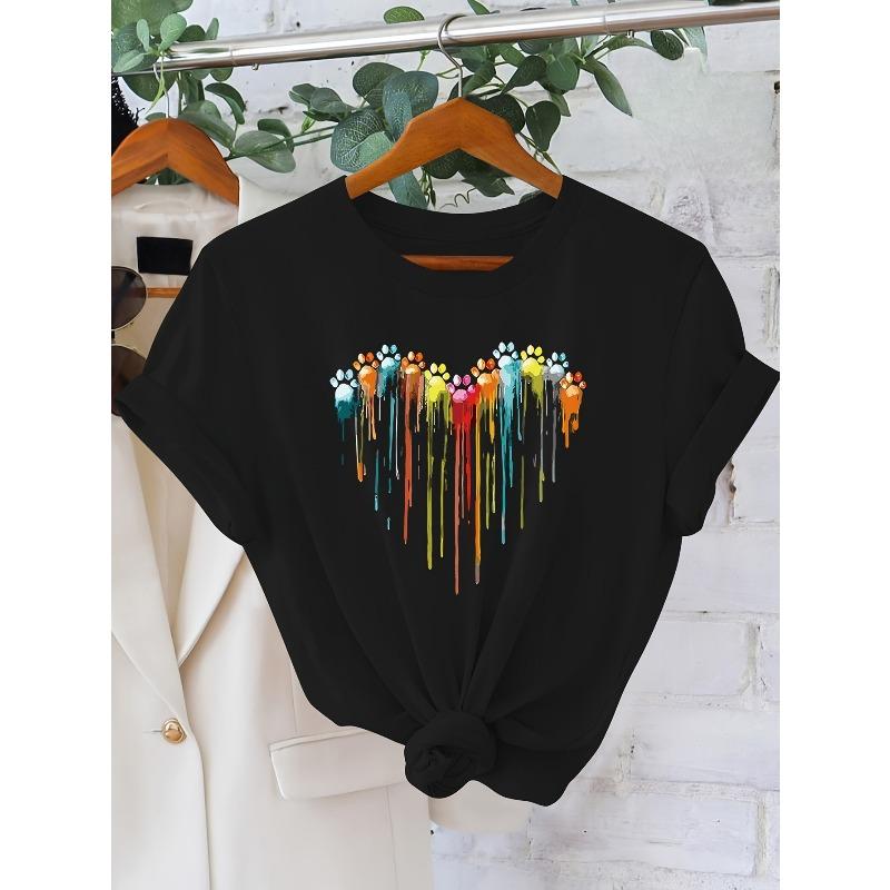 European sizes Heart Paw Print Women s Spring/Summer Casual Comfortable Round Neck Short Sleeve T-Shirt 4XL чорний
European sizes Heart Paw Print Women s Spring/Summer Casual Comfortable Round Neck Short Sleeve T-Shirt 4XL чорний