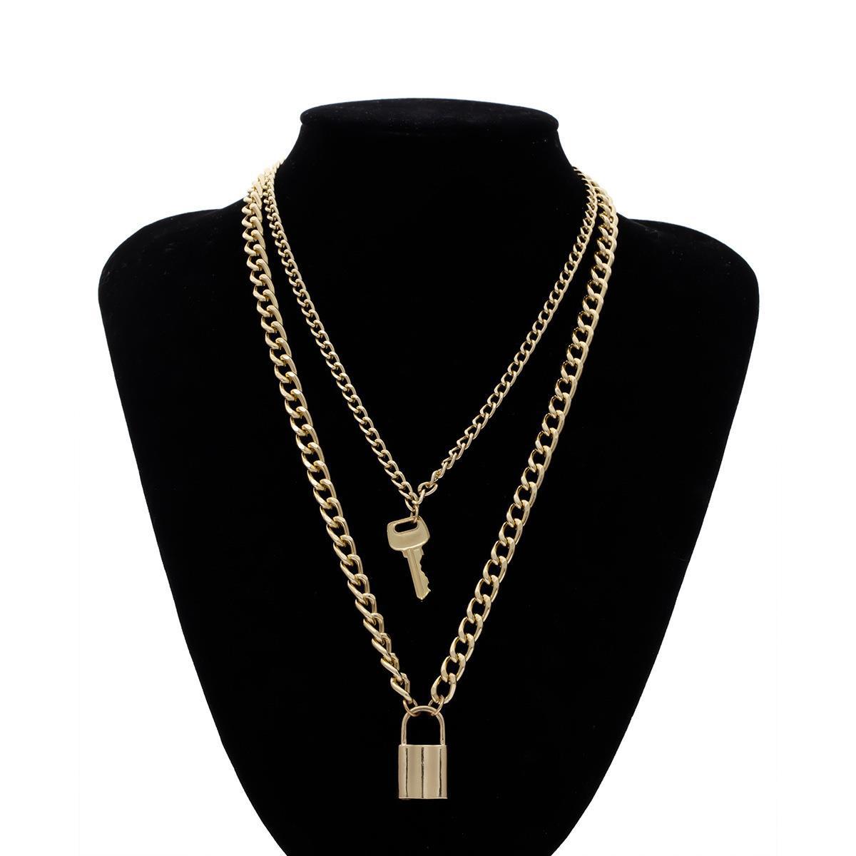 New Lock Pendants Women s Necklaces Multi-layers Geometric Elements Necklace Key Lock Drop Neck Zircon collares para mujer
New Lock Pendants Women s Necklaces Multi-layers Geometric Elements Necklace Key Lock Drop Neck Zircon collares para mujer