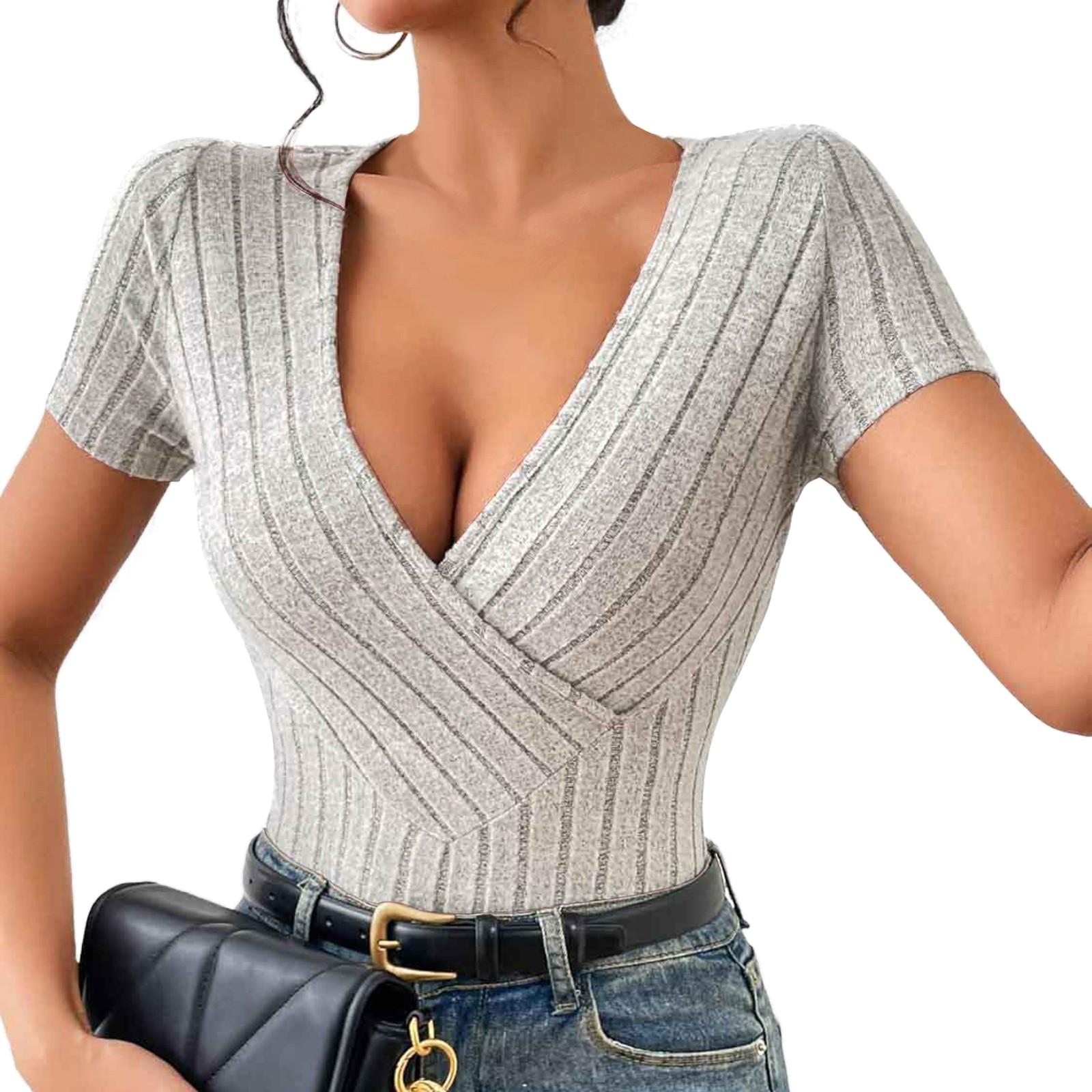Women s Solid V-neck Sexy Slim Fit Knitted Short Sleeved T-shirt Top M
Women s Solid V-neck Sexy Slim Fit Knitted Short Sleeved T-shirt Top M