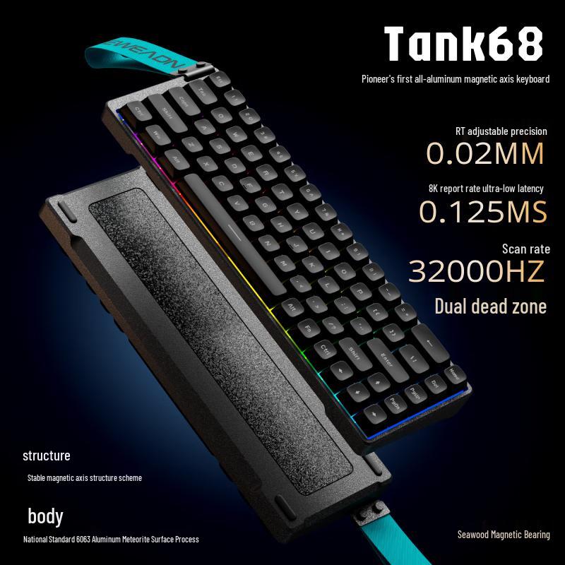 Tank68 Full Aluminum Hot-Swappable Mechanical Gaming Keyboard
Tank68 Full Aluminum Hot-Swappable Mechanical Gaming Keyboard