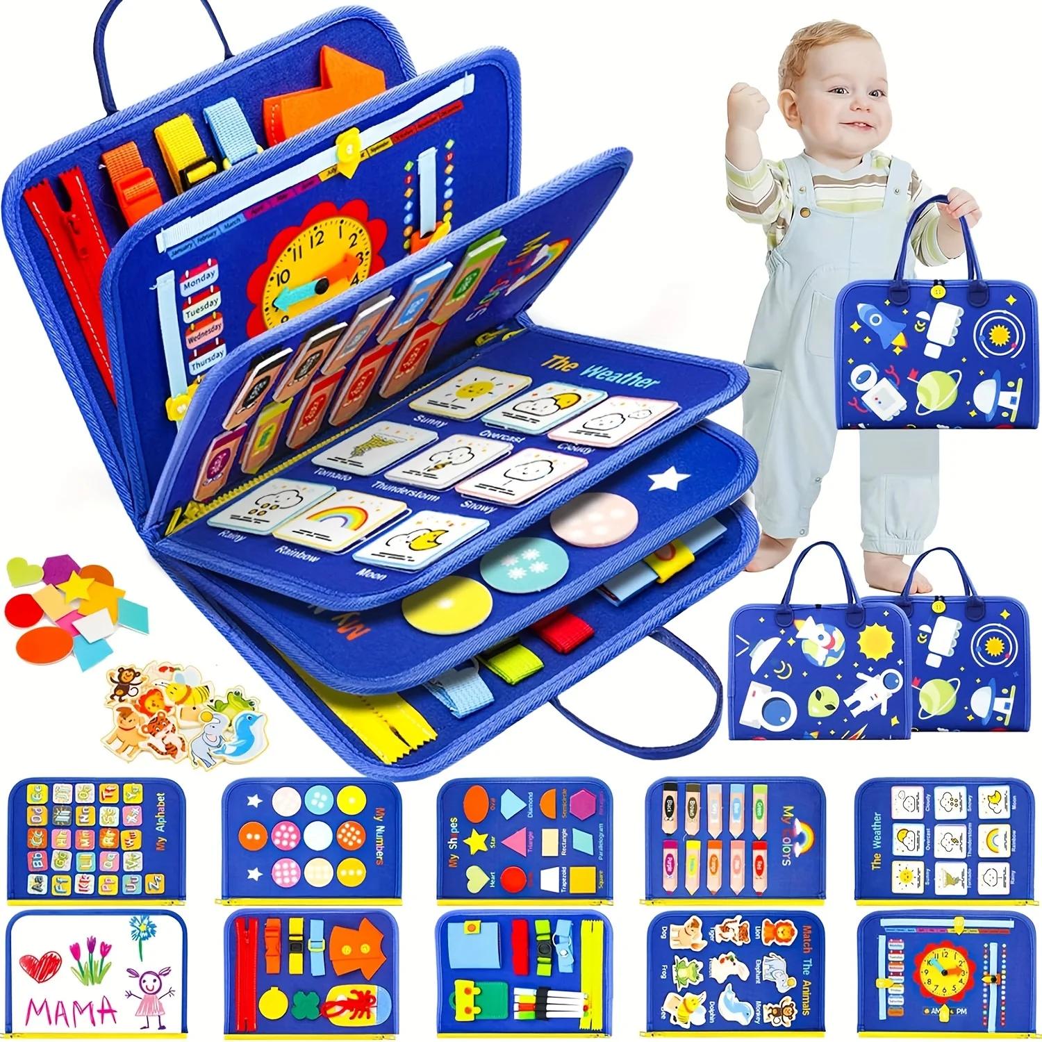 Montessori Busy Board for Toddlers Sensory Toy Fine Motor Skills Activity Travel Learning Gift for Boys Girls Blue Polyester
Montessori Busy Board for Toddlers Sensory Toy Fine Motor Skills Activity Travel Learning Gift for Boys Girls Blue Polyester