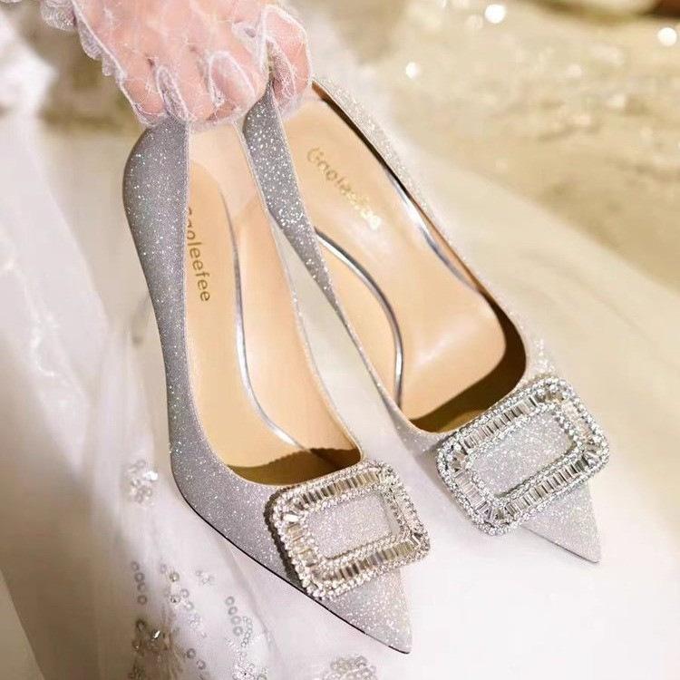 Rhinestone square buckle high heels women s spring new pointed head thin heel shallow mouth single shoes wedding shoes 40
Rhinestone square buckle high heels women s spring new pointed head thin heel shallow mouth single shoes wedding shoes 40