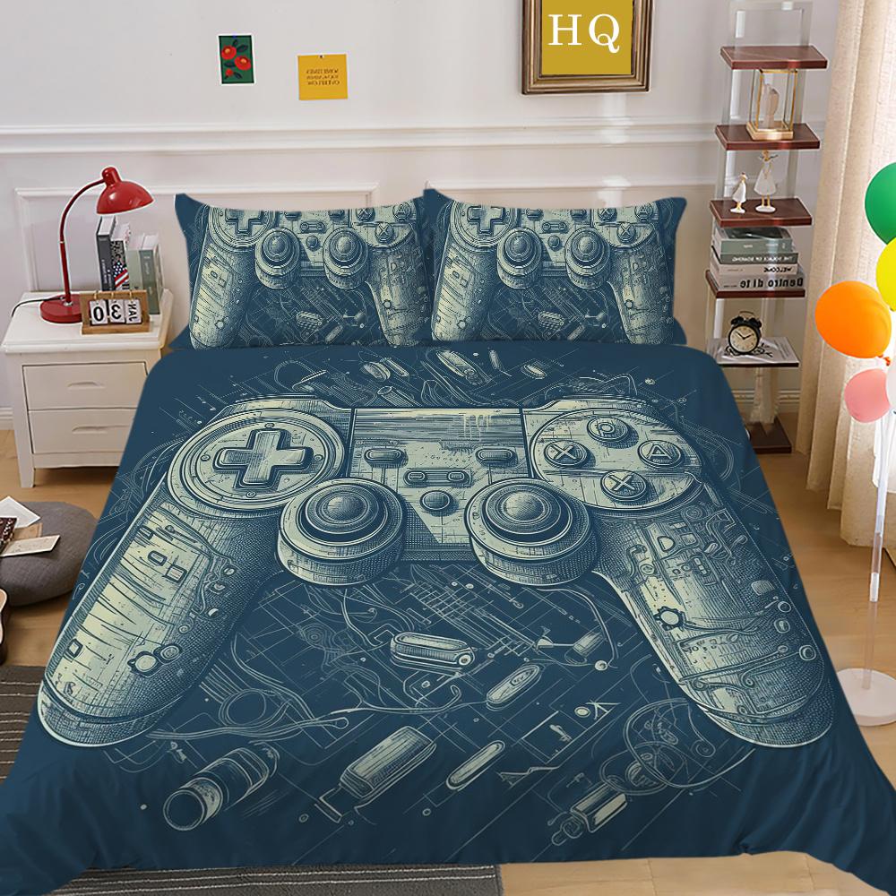 Постельное белье в игровом стиле, комплект постельного белья для мальчиков, комплект постельного белья для дома, наволочка из полиэстера, мужской комплект постельного белья размера «king size» класса люкс EU Single 135x200cm
