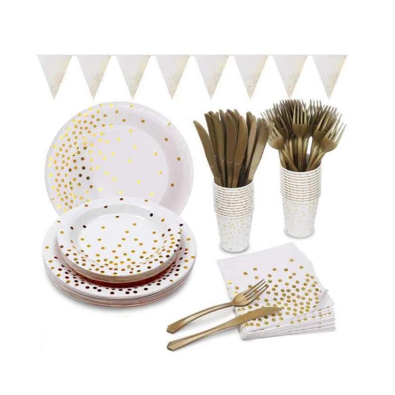 61pcs Top Fashion Party Decorations Gold Dot Paper Plate Cup Napkin Birthday Party Tableware Supplies
61pcs Top Fashion Party Decorations Gold Dot Paper Plate Cup Napkin Birthday Party Tableware Supplies