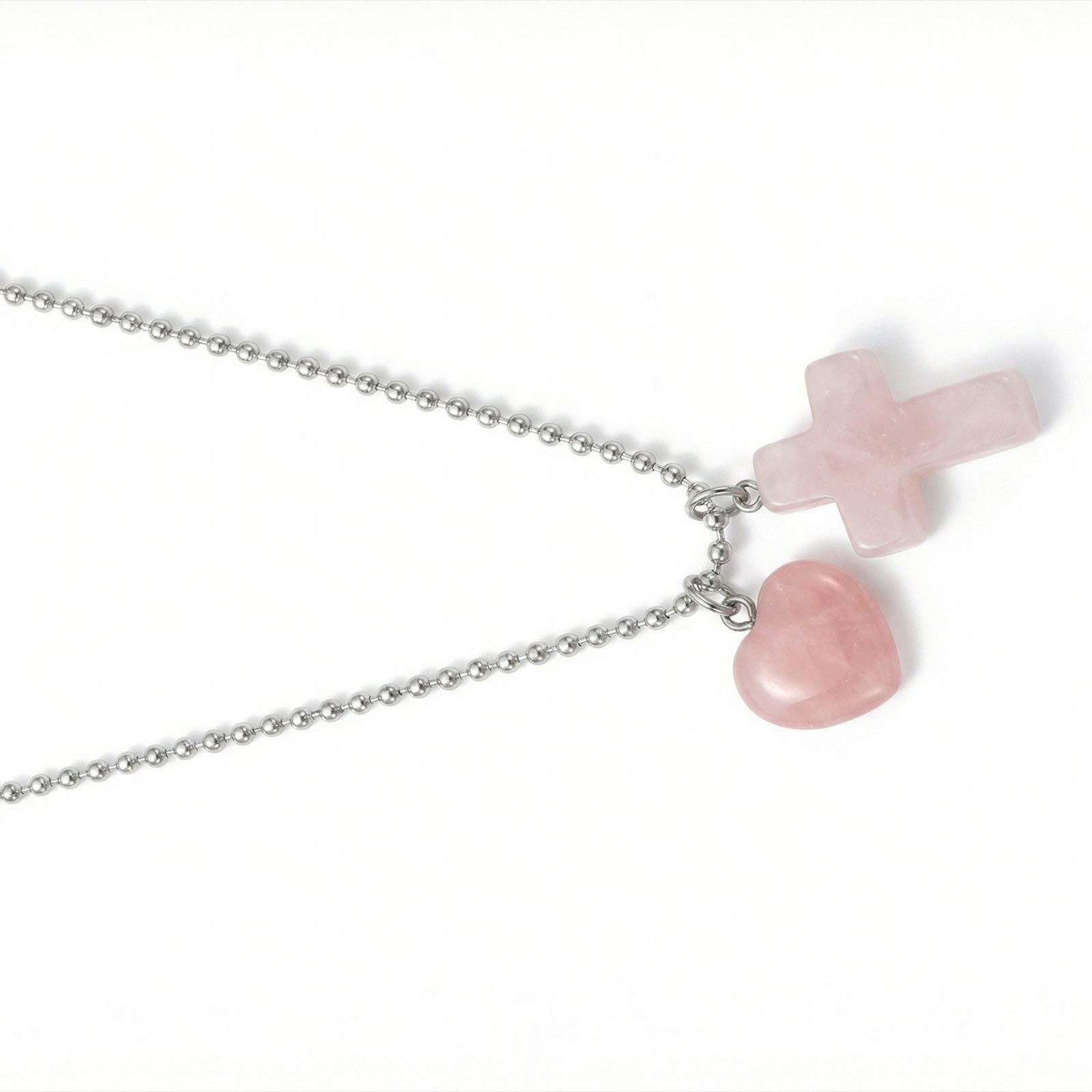 Fashionable Heart Crucifix Pendant Necklace Accessory Clavicle Chain With Natural Stone Detail For Daily Wear
Fashionable Heart Crucifix Pendant Necklace Accessory Clavicle Chain With Natural Stone Detail For Daily Wear