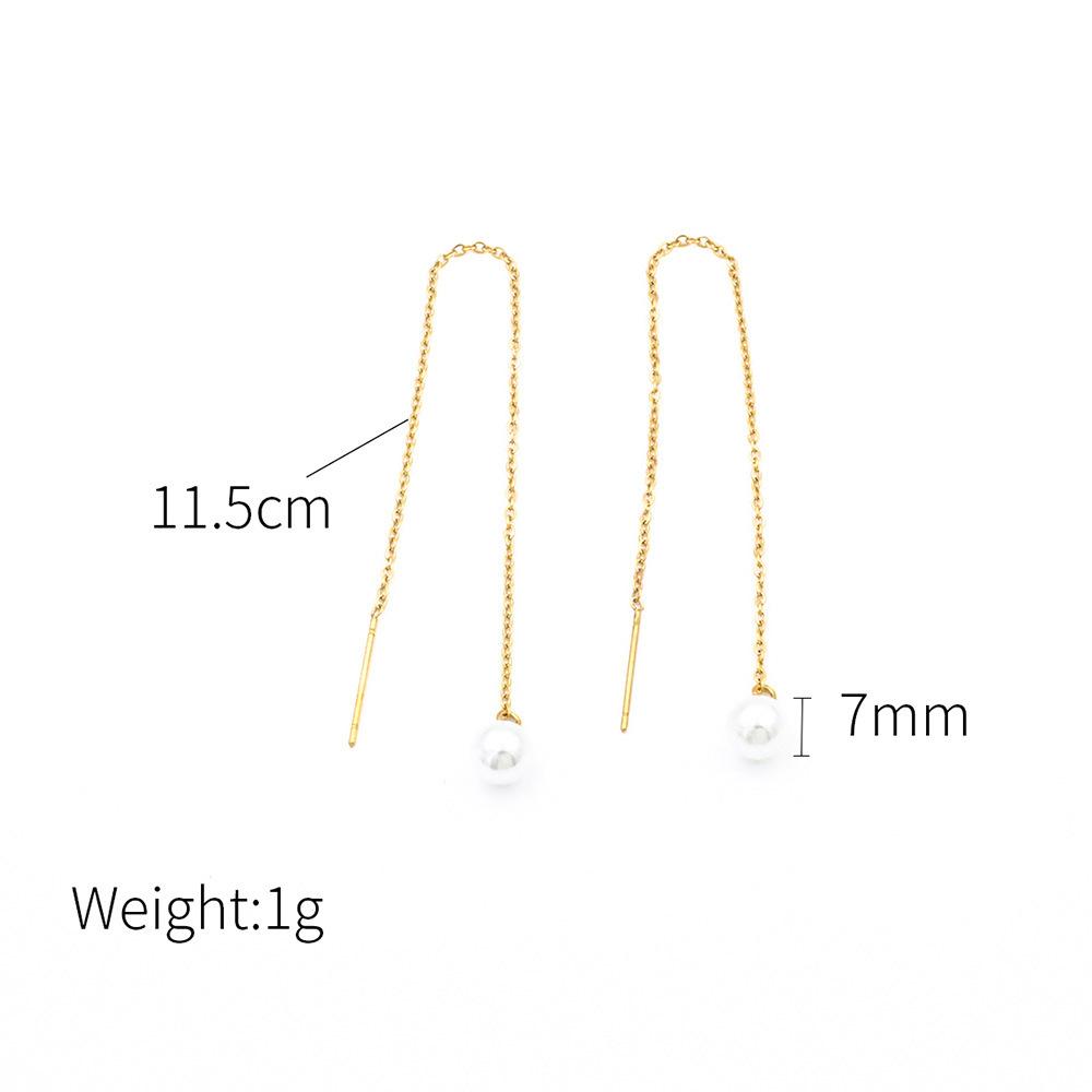 Spot Simple High-End 18K Gold Titanium Steel Earrings Long Titanium Steel Fringed Round Pearl Earrings Women
Spot Simple High-End 18K Gold Titanium Steel Earrings Long Titanium Steel Fringed Round Pearl Earrings Women