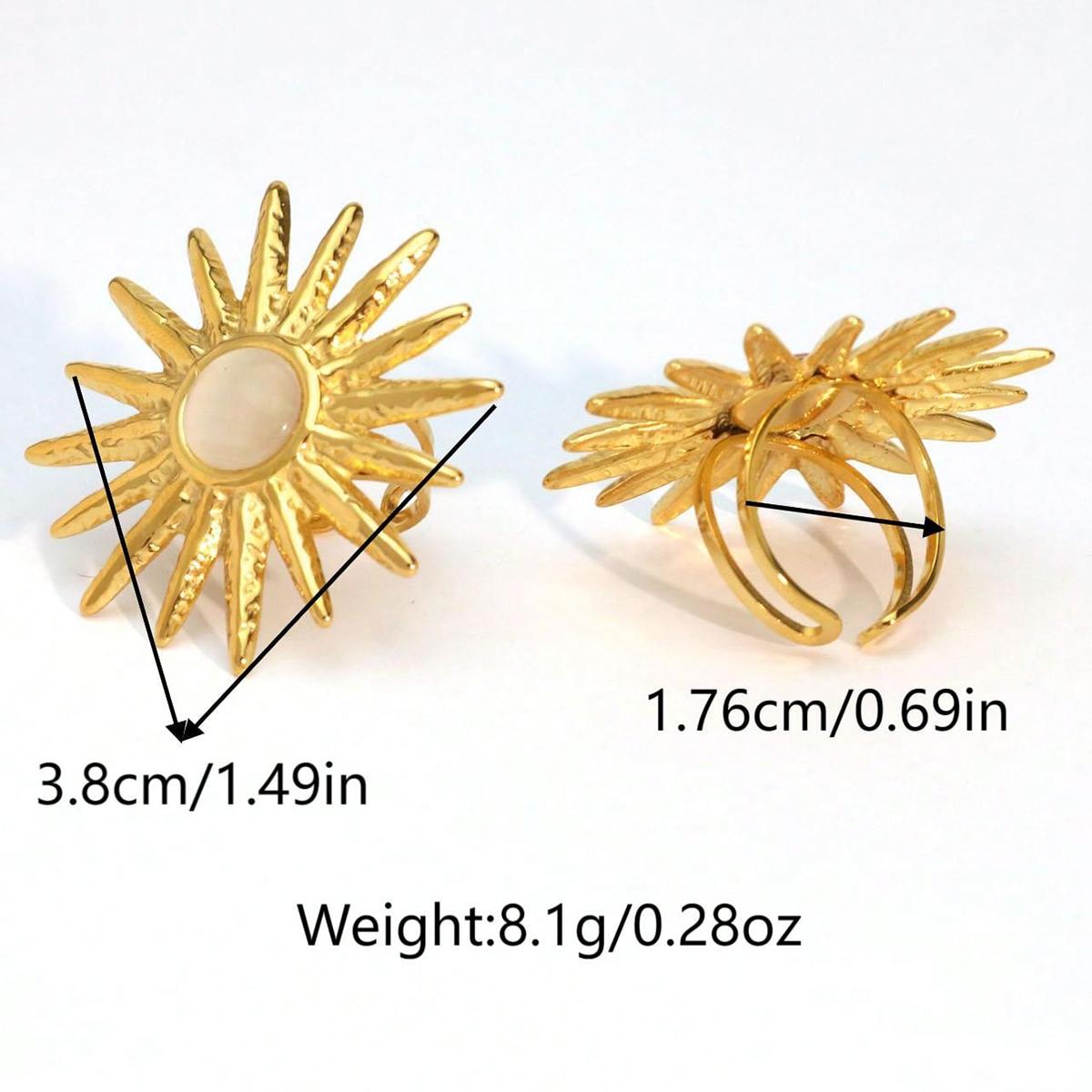Fashion Sun Design Stainless Steel Cat s eye stone Rings 18K Gold Plated Waterproof Zircon For Daily Wear Vacation Seaside Etc resizable
Fashion Sun Design Stainless Steel Cat s eye stone Rings 18K Gold Plated Waterproof Zircon For Daily Wear Vacation Seaside Etc resizable