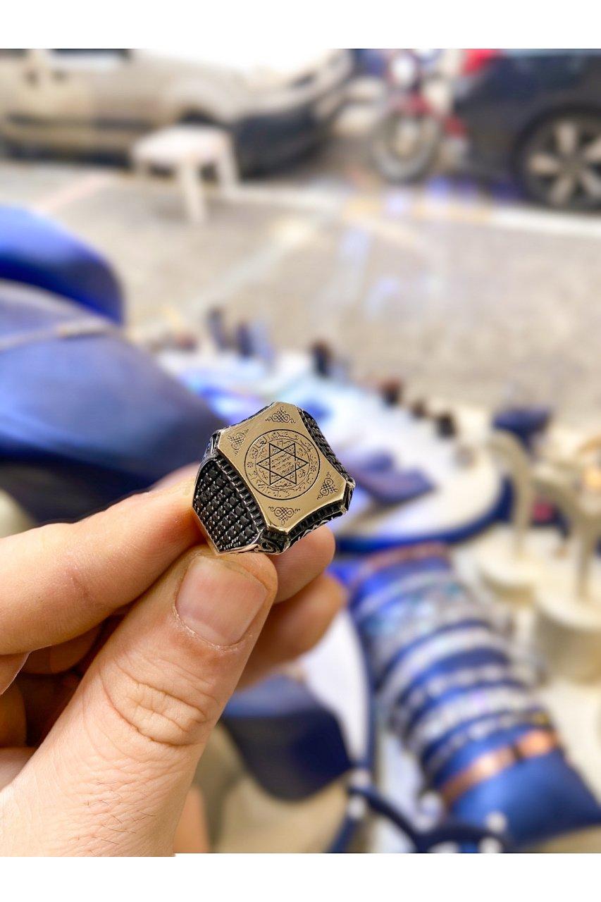 Звезда Давида Сулеймана в виде молитвы Серебряное мужское кольцо 925 пробы 
Звезда Давида Сулеймана в виде молитвы Серебряное мужское кольцо 925 пробы