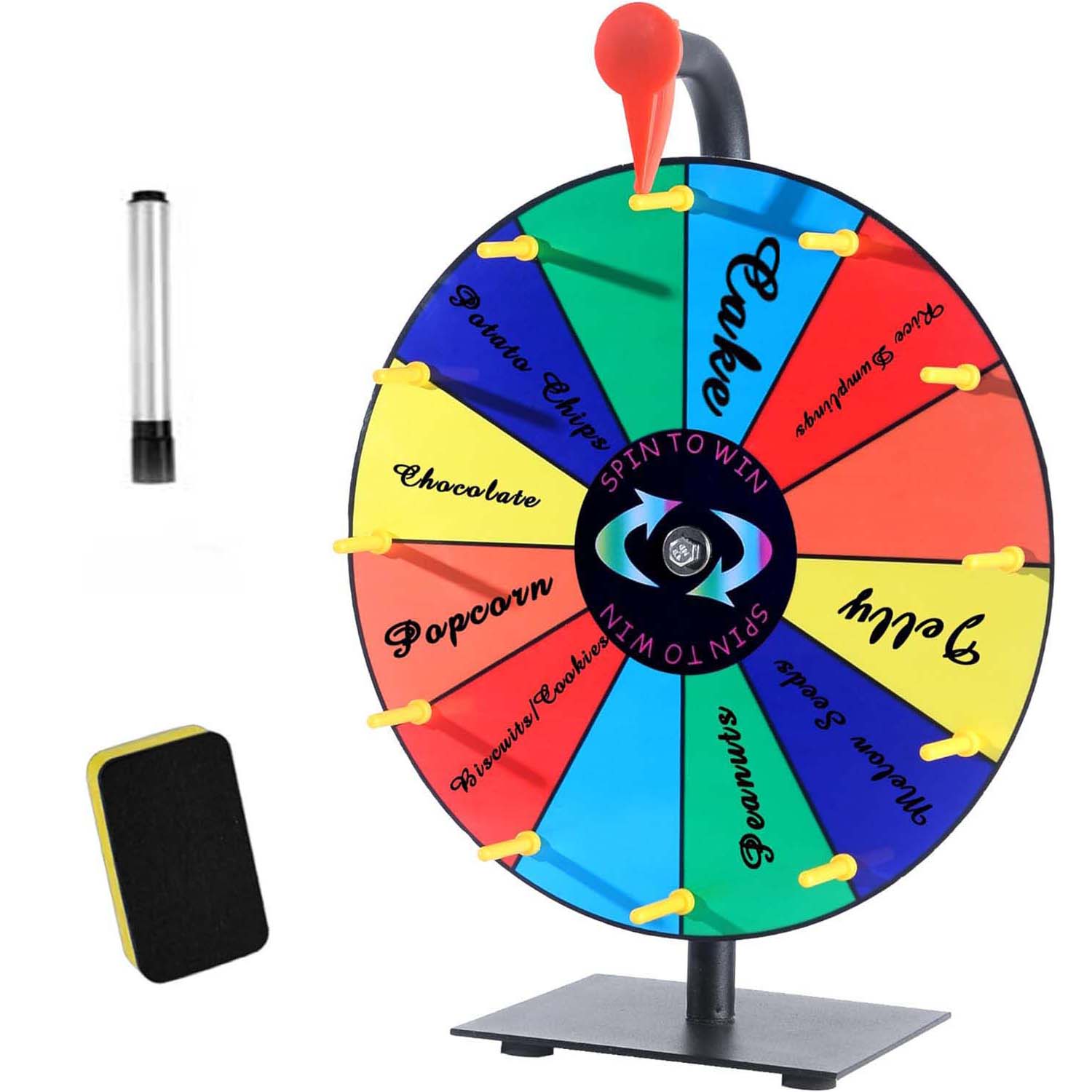 12-дюймове колесо фортуни з 12 секторами, міцна основа та стійка, ідеально підходить для карнавальних заходів, домашніх вечірок
12-дюймове колесо фортуни з 12 секторами, міцна основа та стійка, ідеально підходить для карнавальних заходів, домашніх вечірок