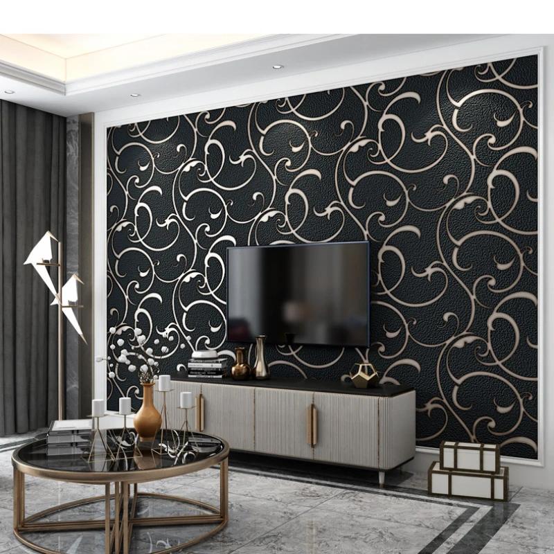 Vine Pattern Wallpaper 3D Embossed Deerskin Velvet Non-woven Fabric Black Luxury Living Room Bedroom TV Background Wallpaper 2mx53cm
Vine Pattern Wallpaper 3D Embossed Deerskin Velvet Non-woven Fabric Black Luxury Living Room Bedroom TV Background Wallpaper 2mx53cm
