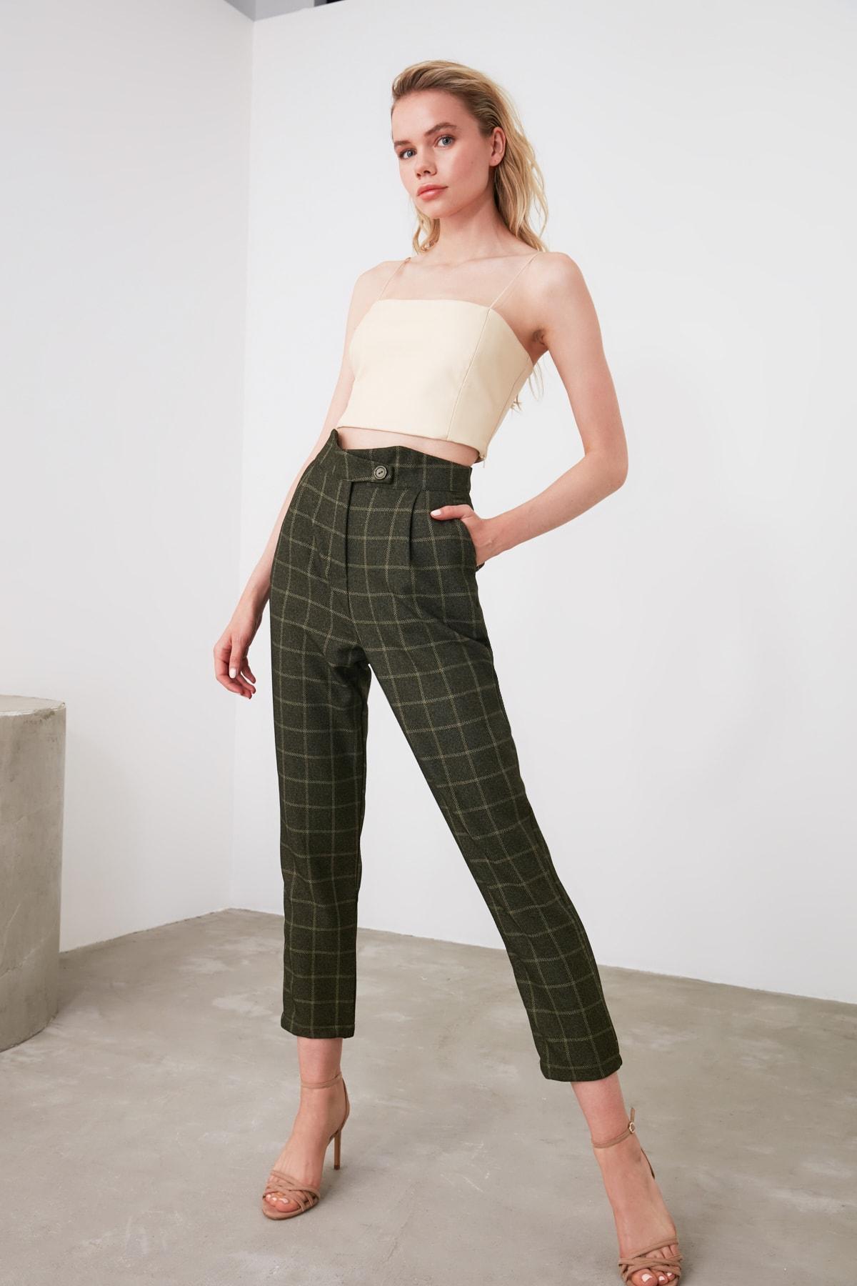 Women s Trousers Fashion New Season Khaki Cigarette Checked Woven Trousers XS вбо кольору
Women s Trousers Fashion New Season Khaki Cigarette Checked Woven Trousers XS вбо кольору