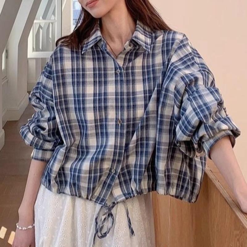 Checkered Design Women s Shirt Famale Turndown Collar Single Breasted Drawstring Tied Shirts Spring New Trend Casual Ladies Long Sleeved Top S
Checkered Design Women s Shirt Famale Turndown Collar Single Breasted Drawstring Tied Shirts Spring New Trend Casual Ladies Long Sleeved Top S