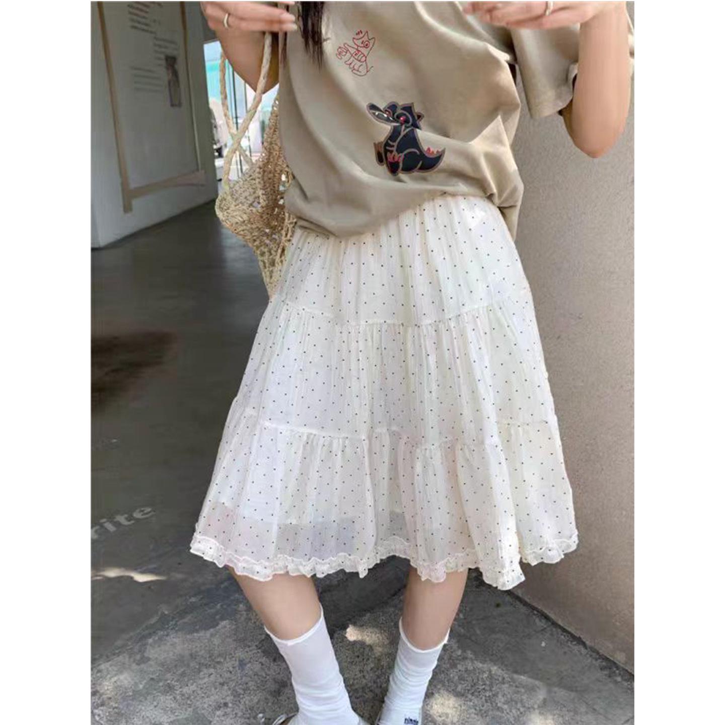 Plus Size Polka Dot Ruffle Hem Midi Skirt - Slimming A-Line Cake Design One size 80-140 jin белый
Plus Size Polka Dot Ruffle Hem Midi Skirt - Slimming A-Line Cake Design One size 80-140 jin белый