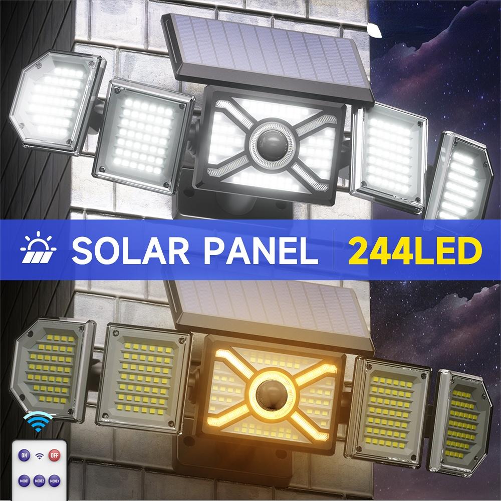 244 LED Solar Outdoor Lights 5 Heads PIR Motion Sensor Waterproof Garden Yard Solar Flood Wall Lamp Yard Street Light Decoration
244 LED Solar Outdoor Lights 5 Heads PIR Motion Sensor Waterproof Garden Yard Solar Flood Wall Lamp Yard Street Light Decoration