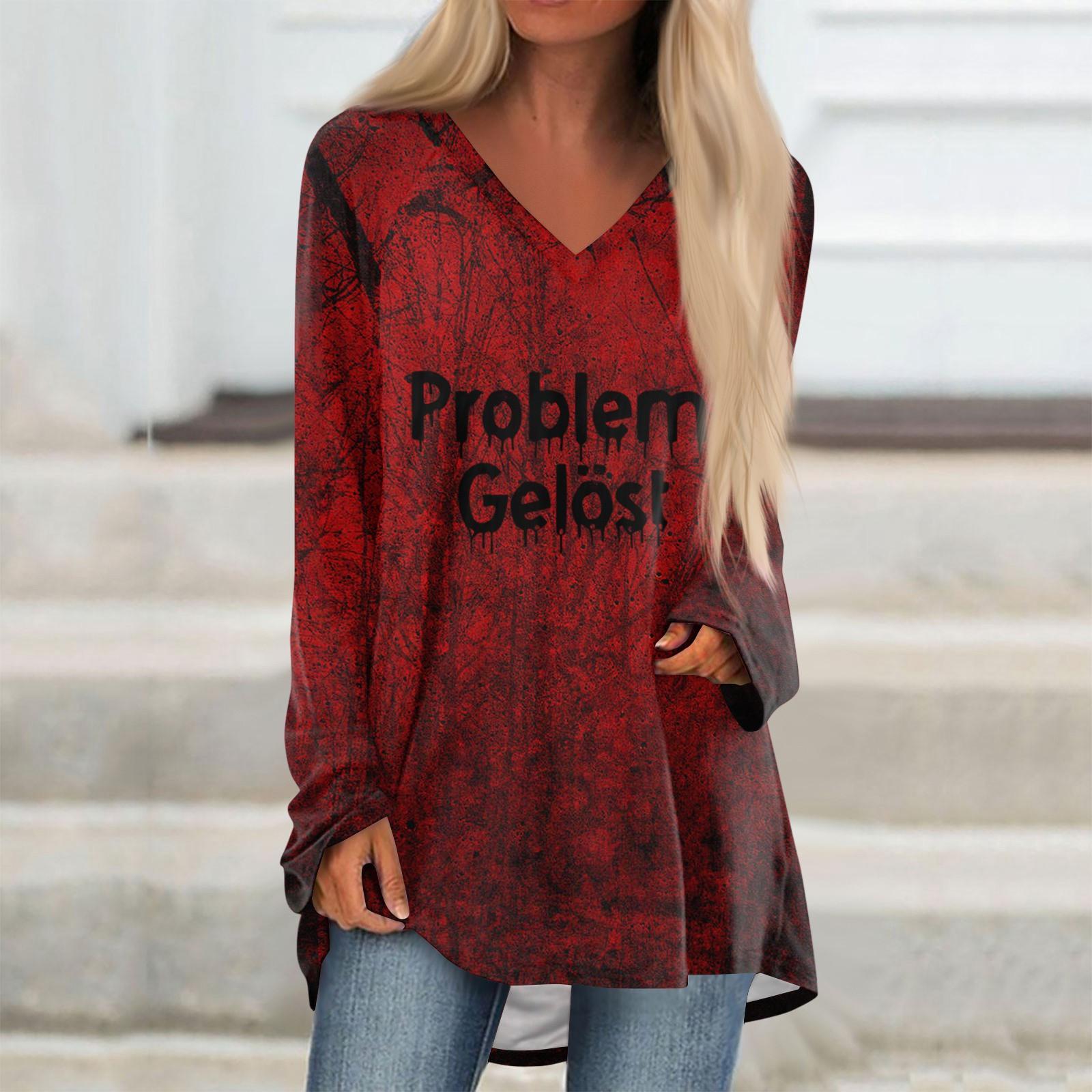 Женская повседневная футболка с длинными рукавами и V-образным вырезом с принтом Halloweenl, длинная свободная футболка XL винный
Женская повседневная футболка с длинными рукавами и V-образным вырезом с принтом Halloweenl, длинная свободная футболка XL винный