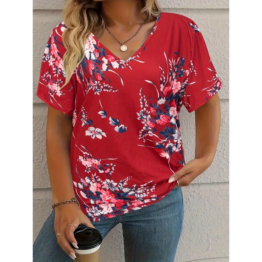 T-shirt women s summer casual elegant v-neck short sleeve retro floral top loose casual wear ladies T-shirt S
T-shirt women s summer casual elegant v-neck short sleeve retro floral top loose casual wear ladies T-shirt S