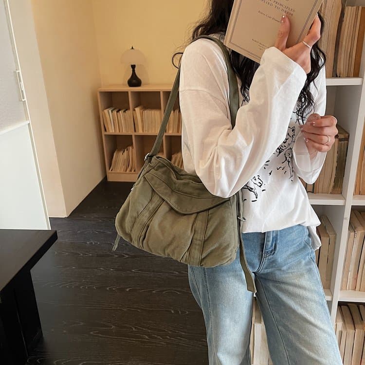 Washed Canvas Messenger Bag Women s Shoulder Bag зелёный
Washed Canvas Messenger Bag Women s Shoulder Bag зелёный