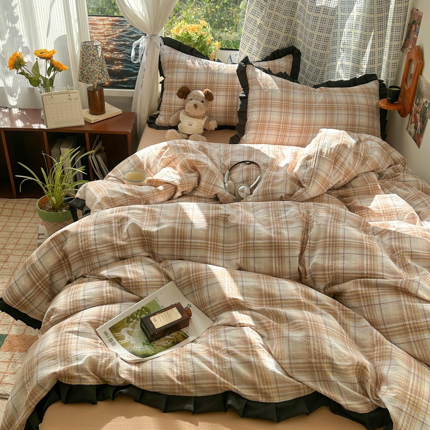 Plaid Bedding Set Double Yarn Classic Vintage Duvet Cover Set Flat Sheets Set 2 Pillowcases Single Twin Full Queen Size 150x200cm 3pcs
Plaid Bedding Set Double Yarn Classic Vintage Duvet Cover Set Flat Sheets Set 2 Pillowcases Single Twin Full Queen Size 150x200cm 3pcs