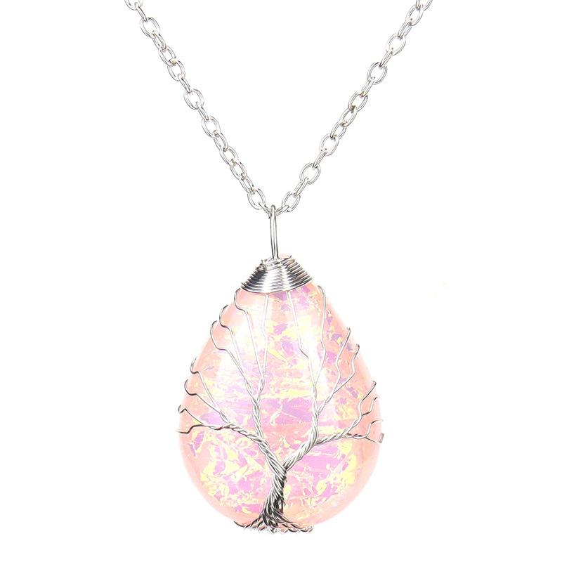 Handmade Copper Wire Winding Water Drop Tree Of Life Color Changing Corrugated Resin Necklace N516
Handmade Copper Wire Winding Water Drop Tree Of Life Color Changing Corrugated Resin Necklace N516