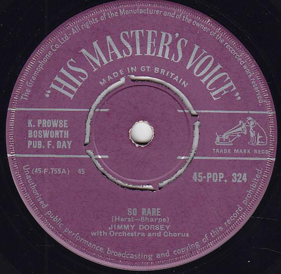 7inch Record JIMMY DORSEY, HIS ORCHESTRA & CHORU - So Rare 45POP324 His Master s Vo 1957 UK Jazz Used
7inch Record JIMMY DORSEY, HIS ORCHESTRA & CHORU - So Rare 45POP324 His Master s Vo 1957 UK Jazz Used