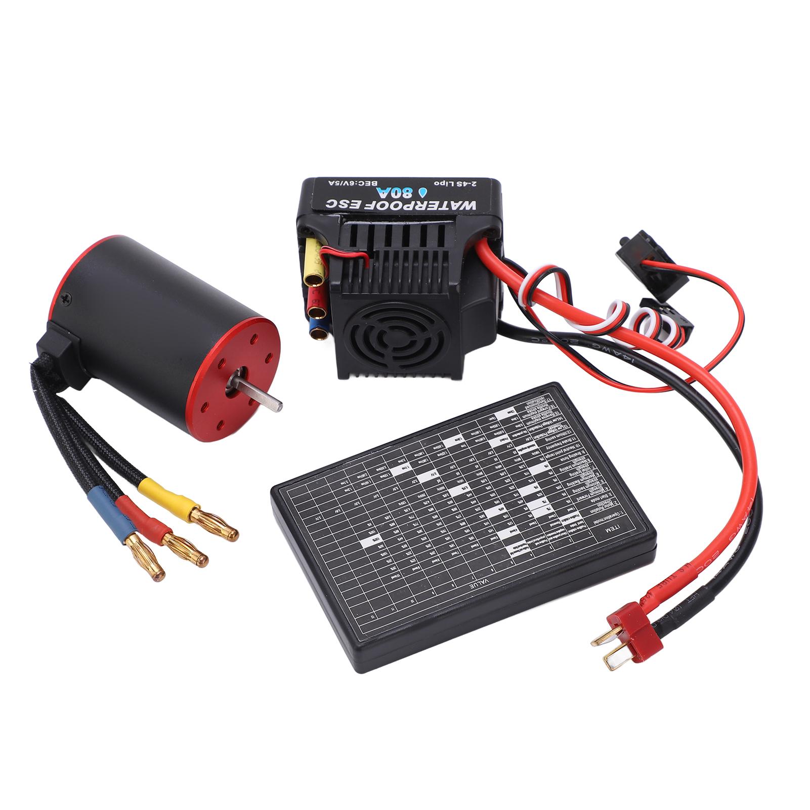 RC Brushless Waterproof Combo 80A ESC 3650 2300KV Motor Kit with Programming Card 4mm Banana Plug
RC Brushless Waterproof Combo 80A ESC 3650 2300KV Motor Kit with Programming Card 4mm Banana Plug