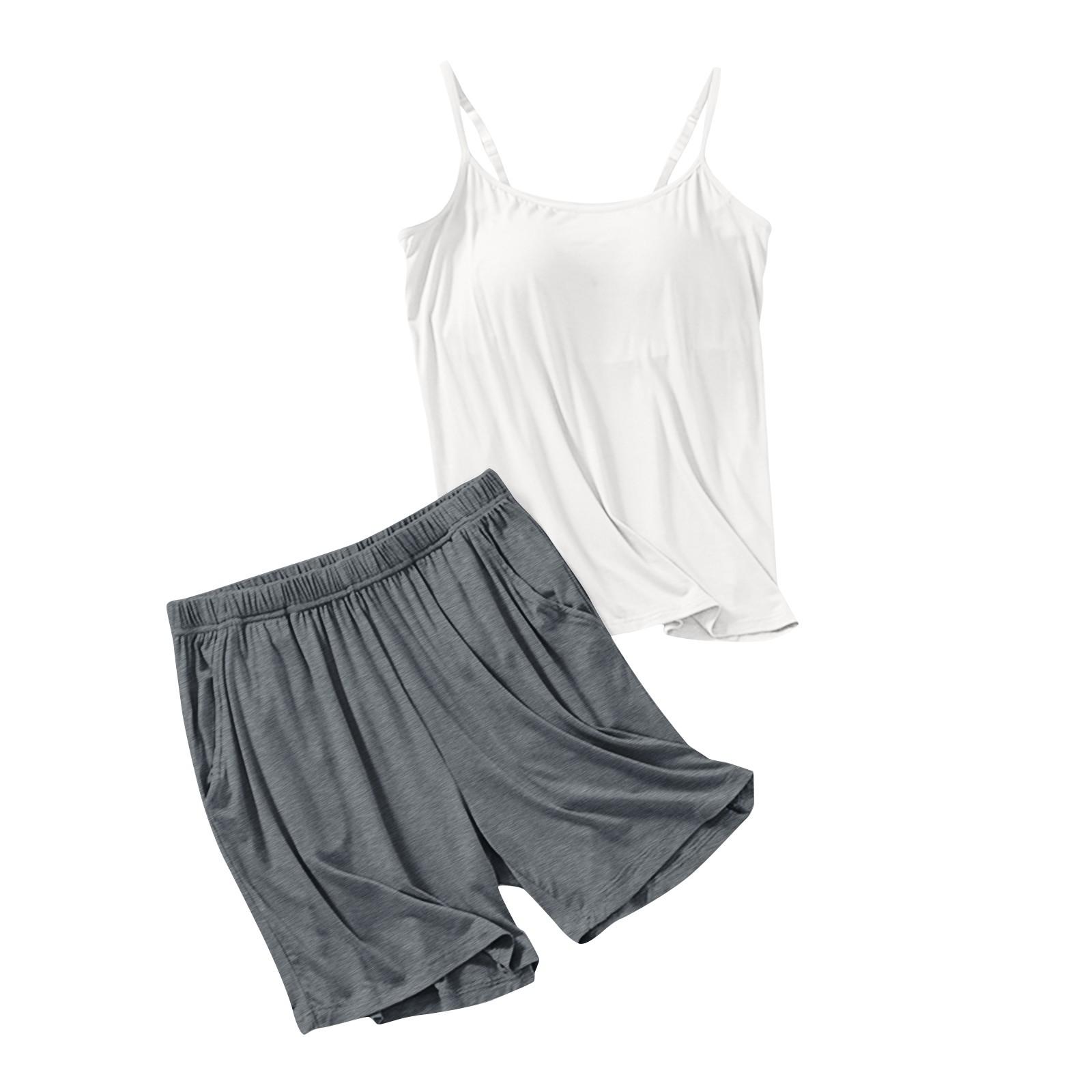 Женский пижамный комплект с нагрудной подкладкой, однотонный жилет без рукавов, короткие штаны с разрезами, комплект из двух предметов XL белый
Женский пижамный комплект с нагрудной подкладкой, однотонный жилет без рукавов, короткие штаны с разрезами, комплект из двух предметов XL белый