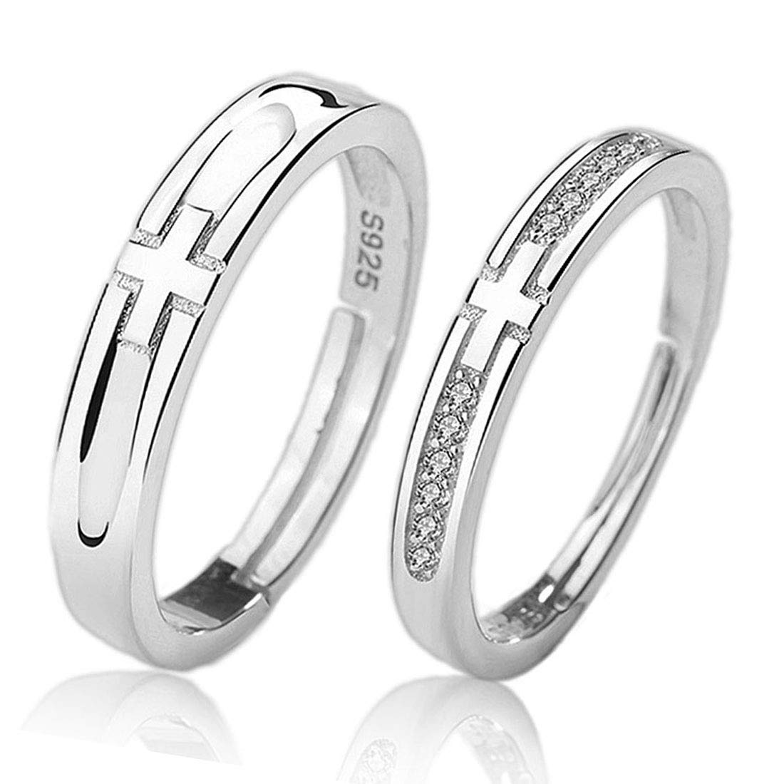 Rockyu Pair Set of Free Silver Cross Engagement Sterling Silver Adjustable Accessories Rings, 2, Popular, Size, Rings, Men s, Women s, 925, Set, 
Rockyu Pair Set of Free Silver Cross Engagement Sterling Silver Adjustable Accessories Rings, 2, Popular, Size, Rings, Men s, Women s, 925, Set,