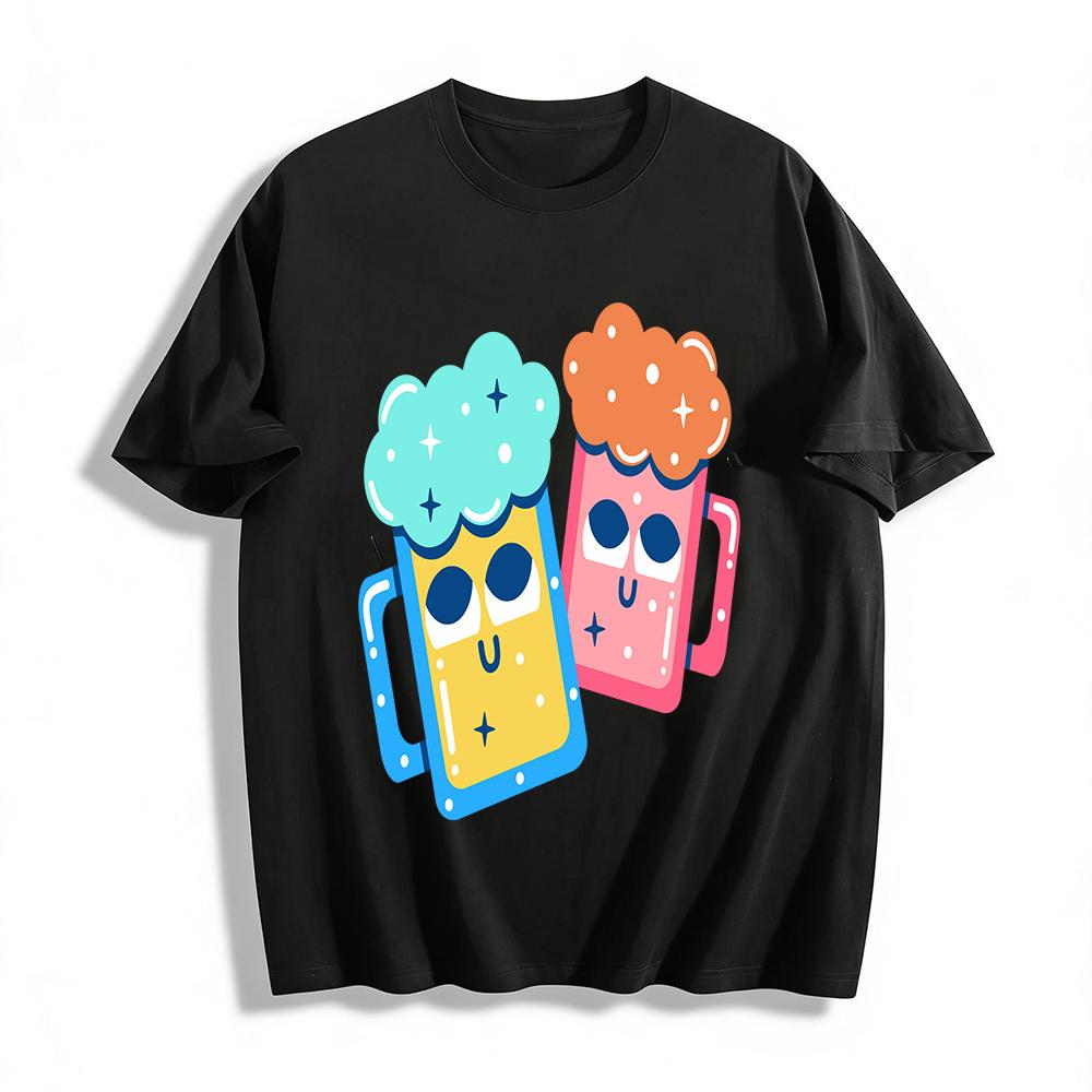 Funny Cartoon Beer Mug Print Casual T-Shirt Unisex Trendy Creative Drink Pattern Loose Top Pure cotton T-shirt XXS
Funny Cartoon Beer Mug Print Casual T-Shirt Unisex Trendy Creative Drink Pattern Loose Top Pure cotton T-shirt XXS