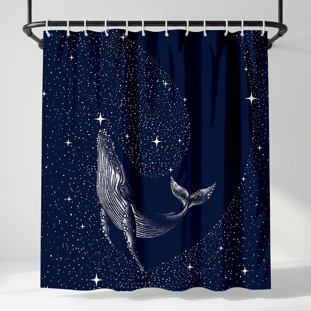 Celestial Humpback Whale Shower Curtain, Deep Blue Night Sky & Stars, Fantasy Ocean Art Minimalist Bathroom Decor W60H190(CM)-1 Pcs
Celestial Humpback Whale Shower Curtain, Deep Blue Night Sky & Stars, Fantasy Ocean Art Minimalist Bathroom Decor W60H190(CM)-1 Pcs