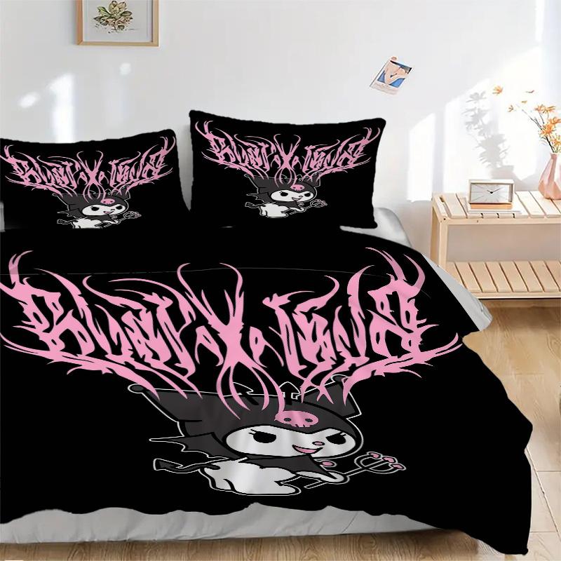 3pcs Cool Kuromi Printed Quilt Set - Includes 1 Quilt Cover and 2 Pillowcases, Machine Washable - Suitable for All Seasons.W020 135x200cm
3pcs Cool Kuromi Printed Quilt Set - Includes 1 Quilt Cover and 2 Pillowcases, Machine Washable - Suitable for All Seasons.W020 135x200cm