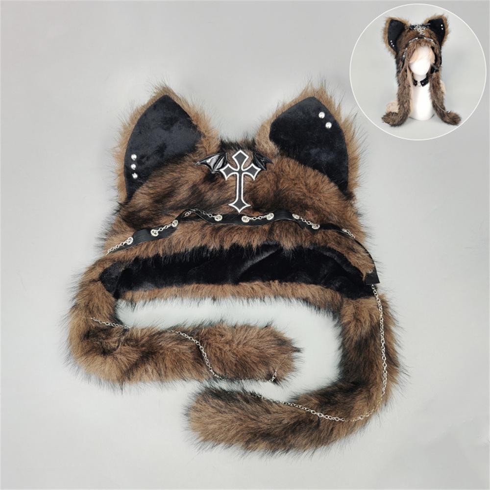 New Gothic Punk Cat Ear Hat With Cross Wing Chain Decoration Plush Warm Winter Cap For Alternative Girls Y2K Rock Music Festival One Size
New Gothic Punk Cat Ear Hat With Cross Wing Chain Decoration Plush Warm Winter Cap For Alternative Girls Y2K Rock Music Festival One Size