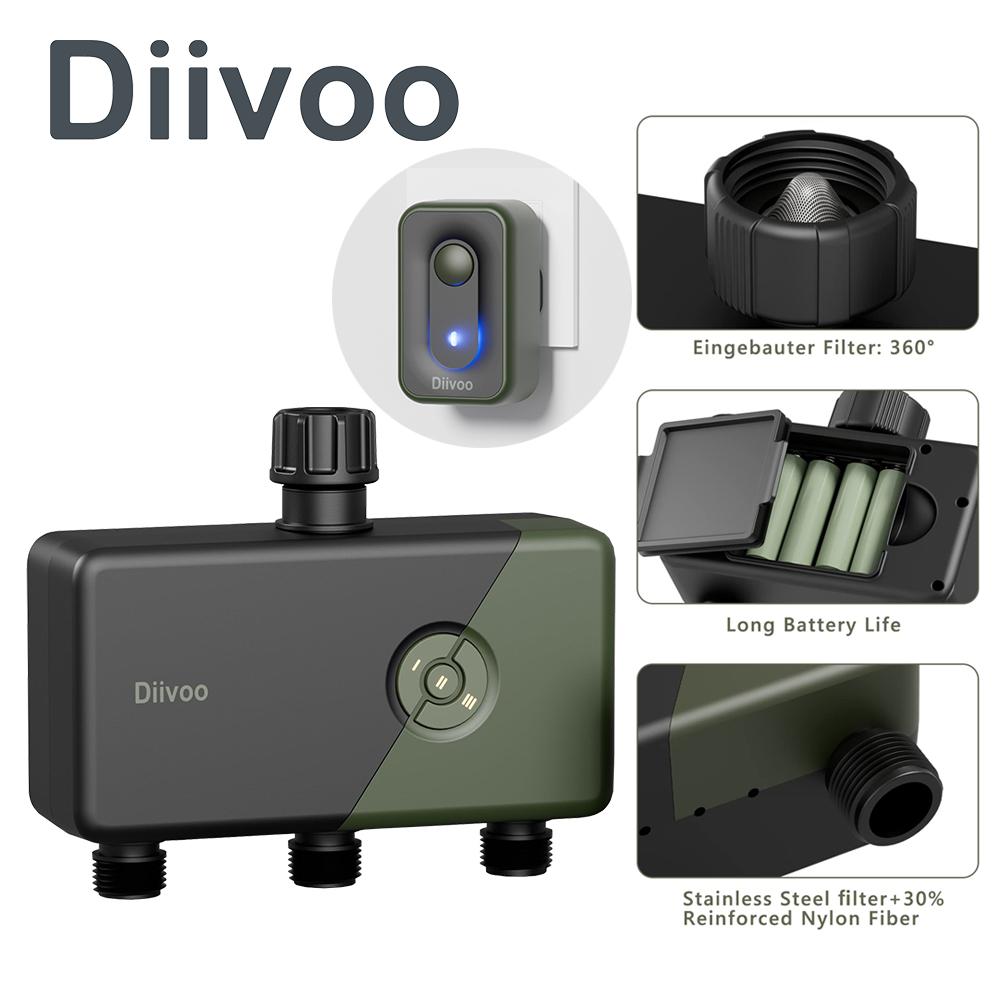 Diivoo WiFi спринклерный таймер 1/2/3 зоны с задержкой дождя, таймер орошения сада с дистанционным управлением, совместимый с Alexa и Google
Diivoo WiFi спринклерный таймер 1/2/3 зоны с задержкой дождя, таймер орошения сада с дистанционным управлением, совместимый с Alexa и Google