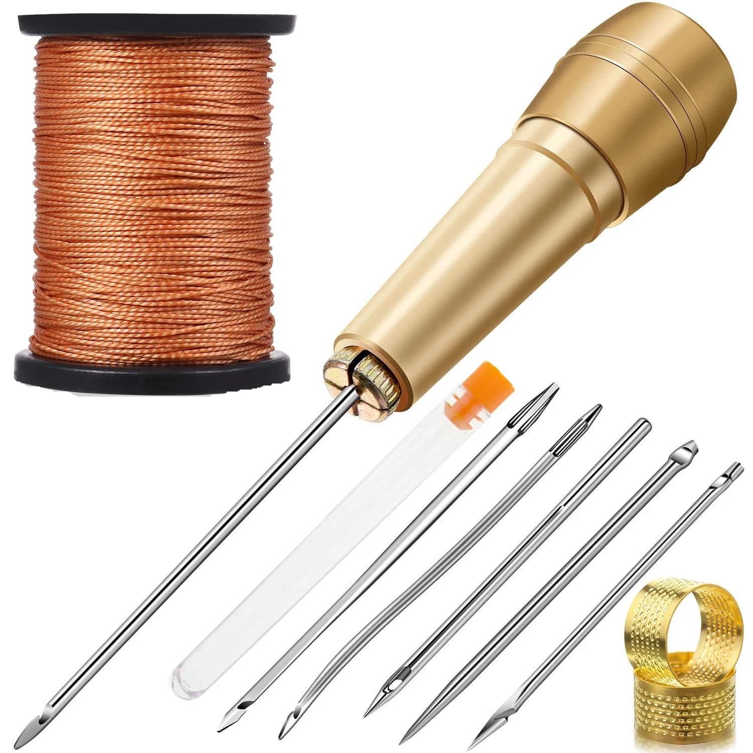 Leather Sewing Kit DIY Leather Sewing Awl Needle with Copper Handle Set Leather Canvas Tent Shoes Repairing Tool Nylon Thread
Leather Sewing Kit DIY Leather Sewing Awl Needle with Copper Handle Set Leather Canvas Tent Shoes Repairing Tool Nylon Thread