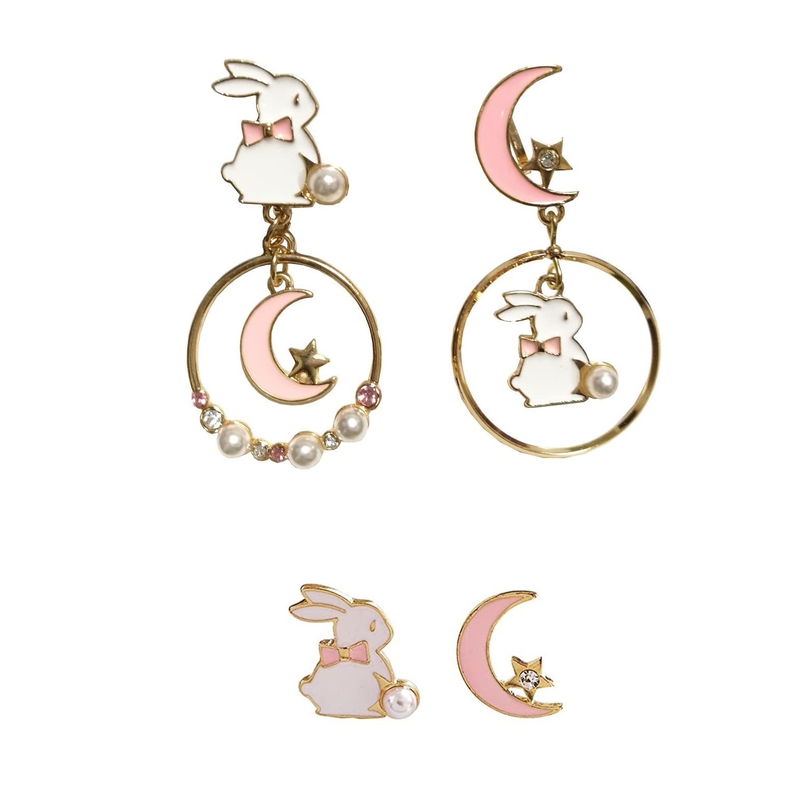 Feel and Rabbit Cute Rabbit Gift with Ring Without Ring Pink Moon Earrings Women s (Earrings & Set)
Feel and Rabbit Cute Rabbit Gift with Ring Without Ring Pink Moon Earrings Women s (Earrings & Set)